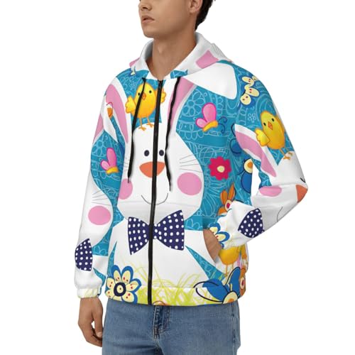 Zippered Hooded Manches Longues Sweatshirt EdWal Imprimé Pâques