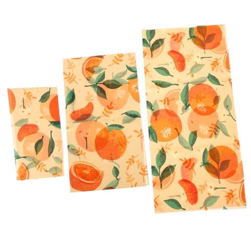 STOBAZA Pellicola Alimentare in Cera D’api Riutilizzabile 3 Fogli Tessuto Di Cotone Biologico Per Conservazione Alimenti Frutta Formaggi Snack Casa e Ristorante Eco-friendly