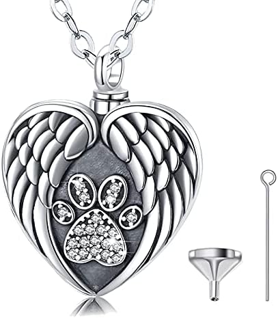 Eusense Urn Necklace for Ashes Ashes Pendant Cremation Jewellery 925 Sterling Silver Keepsake Memorial Jewelry for Dog Cat Pet Human Ashes