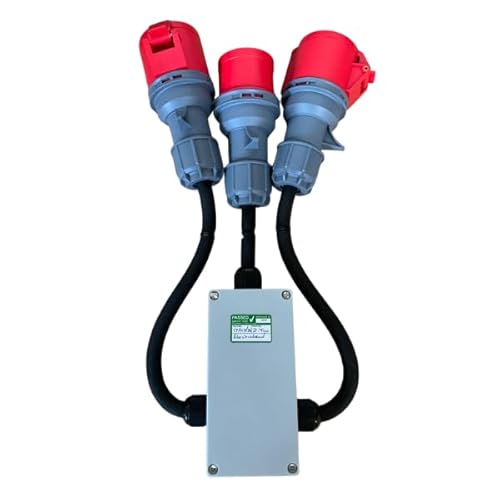 Image of 16A to 2 x 16A 5 Pin 3 Phase Box Junction Splitter – Heavy Duty H07RN-F Rubber Cable – 415V IEC 60309 3P+N+E – IP44 Industrial Splitter 4mm