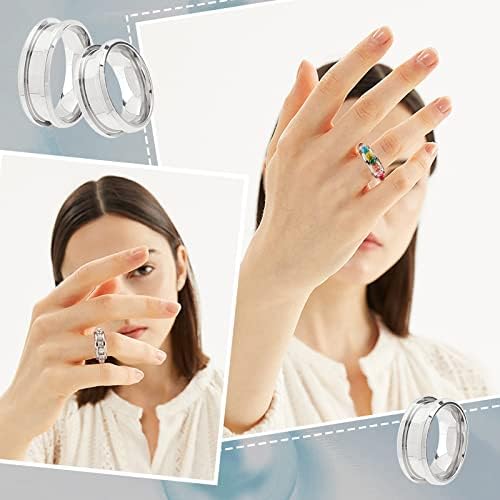 UNICRAFTALE 8pcs 8 Sizes Wide Band Finger Rings 301 Stainless Steel Grooved Ring Settings Ring Core Blank for Inlay Ring Jewelry Making Polished Comfort Grooved Finger Ring