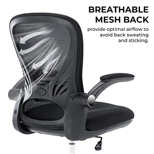 Hramk Drafting Chair, Tall Office Chair With Flip-Up Arms, Mid Back Standing Desk Chair With Adjustable Foot Rest (Metal Base, Black) #TOP4