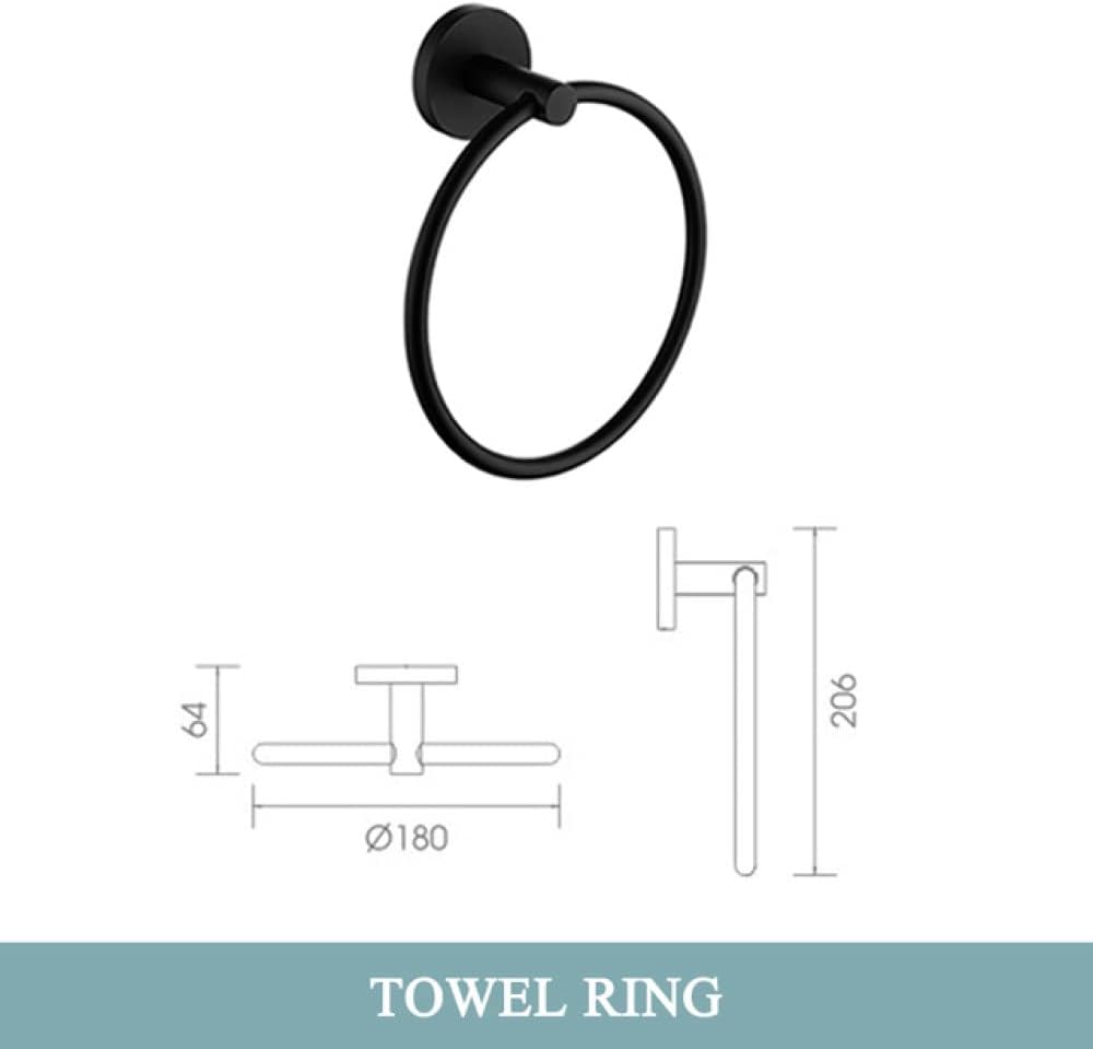 Matte Black Bathroom Hardware Set Black Robe Hook Towel Bar Rail Towel Hanger Ring Toilet Paper Holder Bath Bathroom Accessories,Towel Ring