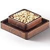 Wood Pistachio Snack Bowl with Shell Storage Double Dish Holder Nut Bowl Pedestal for Sunflower Seed Peanut Cherries Edamame Walnut