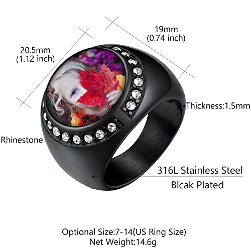 Custom4U Personalized Rings for Men,Photo & Name Engraved Sizes 13 - image 5