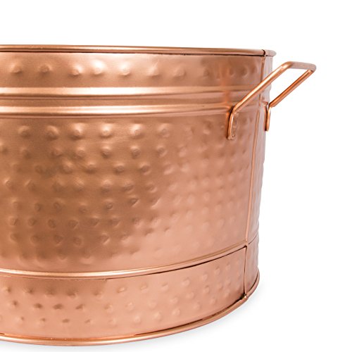 Achla Designs C-50C Coppertub Round Hammered Copper Plated Galvanized Tub #TOP1
