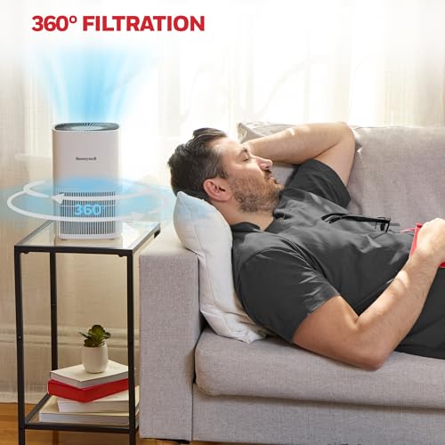 Honeywell Allergen Plus Compact Small Room HEPA Air Purifiers for Home, Up to 530 Ft² Coverage, 3-in-1 Filter, Pet Dander, Smoke & Odor Reducer Air Quality Sensor with Auto Mode, White, HPA125W by Honeywell - Used condition - Image 9