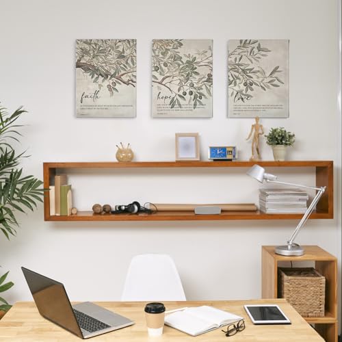 Toile murale chrétienne PHAMTE : lot de 3 tableaux rustiques olives