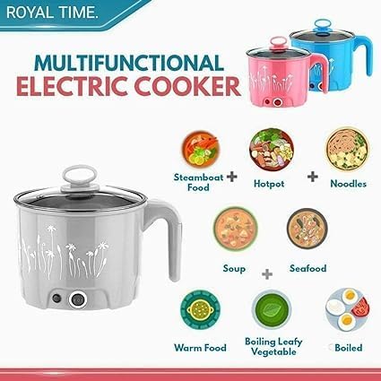 Image of Electric Mini Cooking Pot with Glass Lid & Handle, Multi-Purpose Portable Electric Kettle for Boiling Noodles Soup Milk Tea Eggs, Compact Travel Hot Pot for Home Hostel Office Use