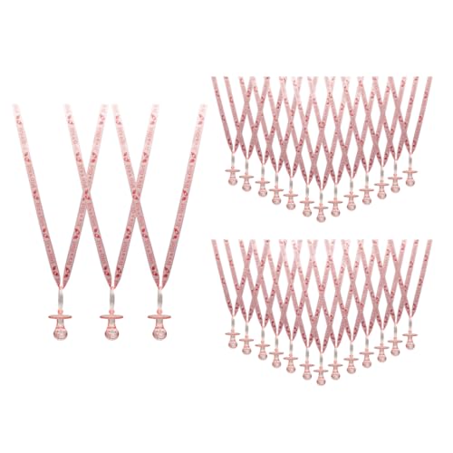 Image of 36 Pieces It's a Girl Baby Shower Pacifiers Necklace Acrylic Baby Party Favors Charm Pacifiers Necklace Baby Shower Party Decorations Table Scatter (Pink)