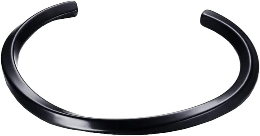 PAMTIER Unisex 316 Stainless Steel Fashion Open Twist Tone C Style Bangle Cuff Bracelet