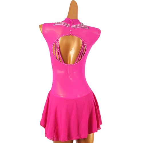 Vestido de patinação artística, simples, sem mangas, brilhante, strass, patinação artística, fantasi