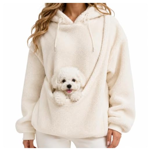 Cuddle Pouch Hoodie, Pet Carrier Sweatshirt for Small Dogs & Cats，White：XL