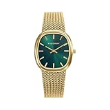 reloj Viceroy Chic 401312-67 – Reloj Unisex Analógico Tres Agujas, Caja Rectangular Acero IP Dorado, Malla Milanesa Dorada, Esfera Verde