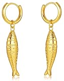 Evabelle Pendientes de aro de oro para mujer, chapados en oro real de 14 quilates, circonita cúbica, aretes de aro para mujer, aretes de aro para hombre, plata de ley 925, hipoalergénicos, Medio