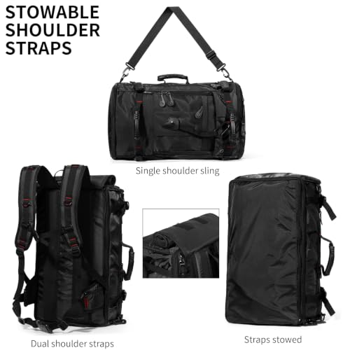 Image of YOUMIAN Large Capacity For Travel Hiking Sports Carry On Backpack Durable Convertible Duffle Bag Laptop airplane (Black Checkered, 60L-Large DualMainOpening)