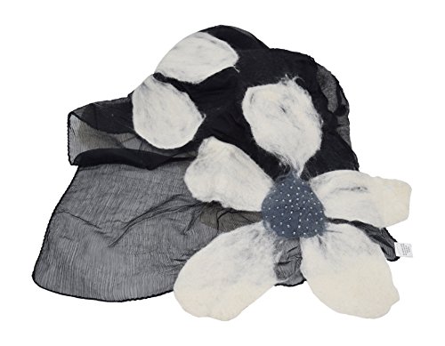 Women's Fashion Lightweight Anytime Merino Wool Felted Silk Chiffon Floral Scarf with Gift Bag