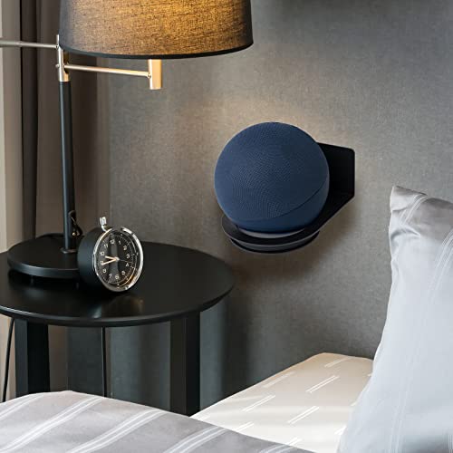 shinar Metal Universal Wall Mount for Dot 4/Dot 5 Generation Homepod Mini Space-Saving Holder Accessories for Dot 4/Dot 5 and Homepod Mini Stand with Integrated Cable Management White (Black) - Image 4