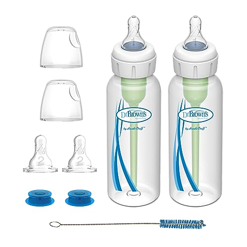 Dr. Brown's Medical Specialty Feeding System, Narrow Baby Bottle, Infant-Paced Feeding Valve, Oral Feeding Solution for Infants with Cleft Lip, Tongue Tie, Lip Tie, 8 oz/250 mL – 2-Pack