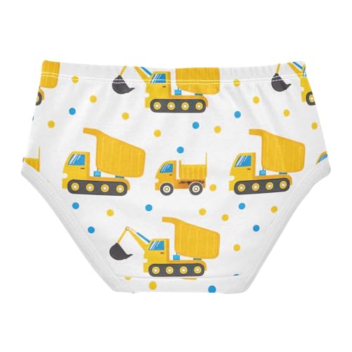 Cotton Girls Underwear Toddler Cute Yellow Construction Trucks Panties for Girl Pattern Underpants Briefs 2t2