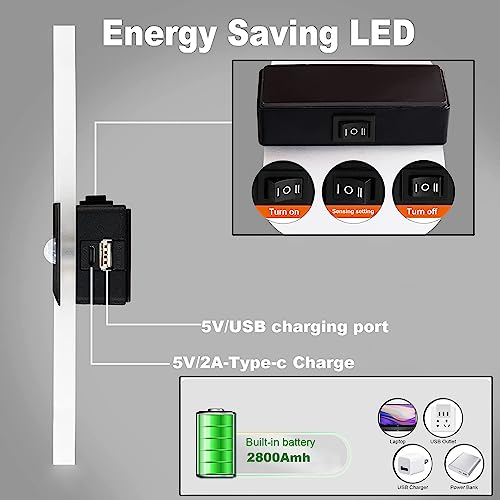 Aozhate Motion Sensor Led Wall Sconces Usb Rechargeable Wall Light Battery Operated Night Light Indoor Led Wireless Wall Lamp For Stairs, Hallway, Bathroom, Kitchen, Cabinet (Warm Light - Pack Of 2) #TOP4