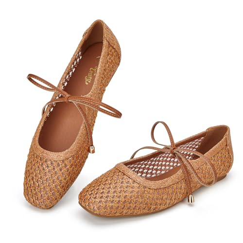 Brown Woven Flat Shoes