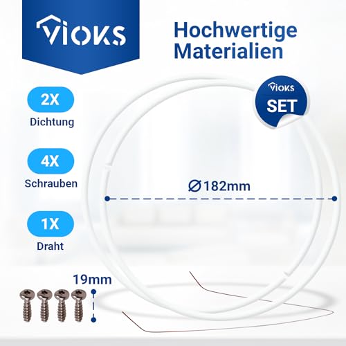 VIOKS Set 2 Stk Reparatursatz Pumpentopf Dichtung 12005744 - Ø 182mm für Spülmaschine Pumpentopf-Dichtung Siеmens Bosch Neff Pumpensumpfdichtung Siеmens Geschirrspüler Ersatzteile bei Fehler E15