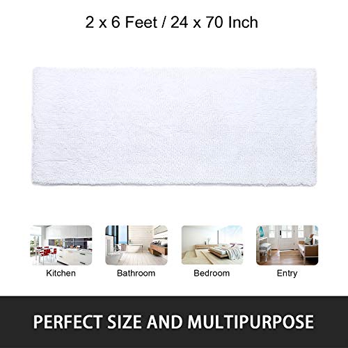 Noahas Bath Rugs 24'' X 70'' Large Runner Bathroom Rug, Soft Luxury Chenille Bathroom Mats With Non-Slip Backing, Throw Absorbent Carpet For Bath Tub/Shower, Machine Washable Durable Rug, White #TOP6
