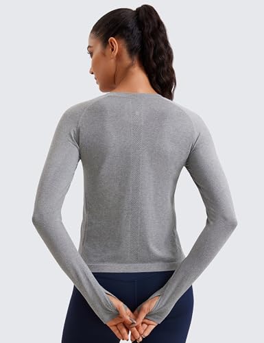 Image of CRZ YOGA Seamless Top Waist Length | Training, Chafe-Free, Slim Fit, Raglan Sleeves, Mesh Vents, Workout, Long Sleeve Shirts for Women