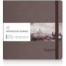 Lightwish Square Watercolor Journal, 100% Cotton Cold Press Watercolor Paper Sketchbook 7.48x 7.48, 20 Sheets 140lb/300gsm, Acid-Free for Watercolors, Gouache, Acrylics