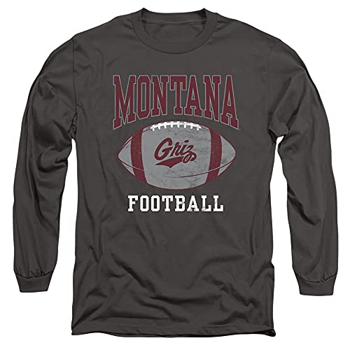 University of Montana Official Football Ball Unisex Adult Long-Sleeve T Shirt,Charcoal, X-Large