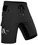 Wespornow Herren Leichte mit 5 Taschen Schnelltrocknend Wanderhose Kurz Cargo Bermuda Chino Sporthose Outdoor Trekking Wandern Sommer Shorts Männer Kurze Hose Wandershorts Hosen(Schwarz, L)