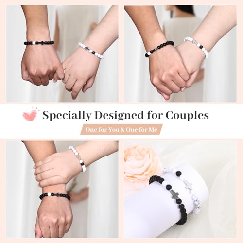 I Love You Beaded Cross Bracelet, Matching Bracelets for Couples Gifts for Him Christian Bracelets for Women, Love Bracelet Relationship Bracelets His & Her Valentine'S Day Cool Bracelets With Cross4