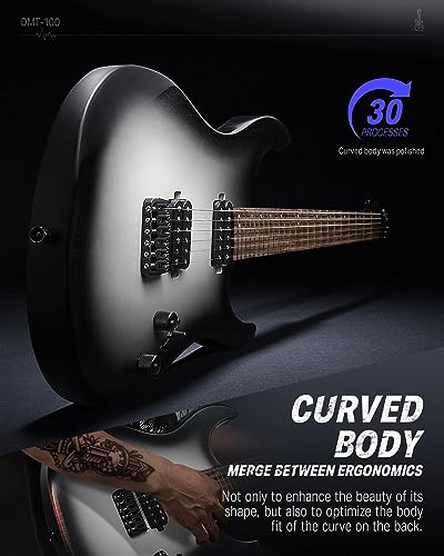 Image of Donner Solid Body Electric Guitar, 39 Inch Metal Electric Guitar Beginner Kits with Bag, Strings, Strap, Cable, Strings Dampener for Rock Music Lover, DMT-100 (Gradient Black)