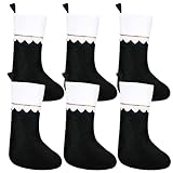 Onlvmyur 6 stück Weihnachtsstrümpfe Große Nikolausstrumpf zum Befüllen Nikolaus Socken Weihnachtsstrumpf für Kamin Schaufenster Weihnachtsbaum (Schwarz)