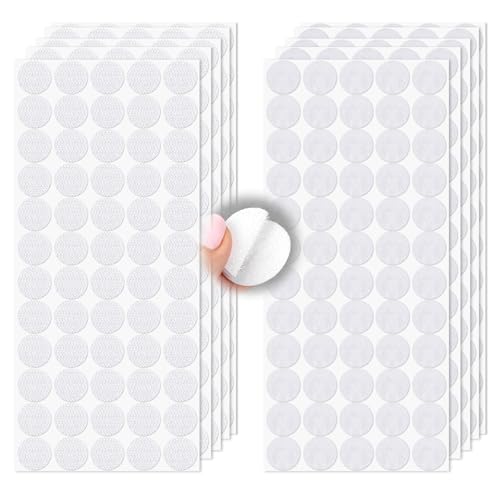 Wosyoodo 600 Piezas Adhesivo Redondo, 300 Pares 20mm Autoadhesivo Puntos Adhesivo, Adhesivo Doble Cara Redondo, Lunares Adhesivo Cintas, para Manualidades para Oficina Casa Escuela(Blanco)