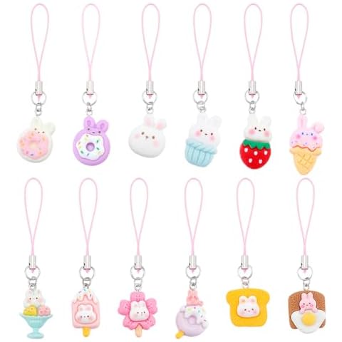 GOMAKERER 12 Pcs Cute Rabbit Phone Charms Cover