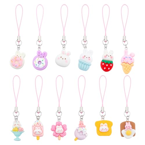 Jolies breloques en résine pour téléphone : cadeau lapin mignon 12 styles