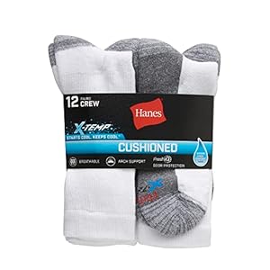 Hanes Calcetines Hanes para hombre, calcetines acolchados X-temp para hombre, paquete de 12, Negro –