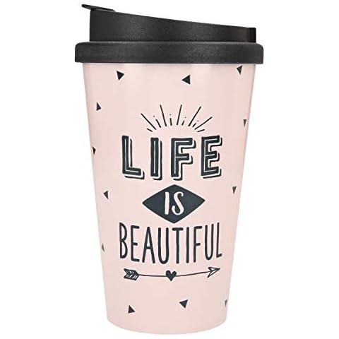 Depesche 2180.030 To-Go - Vaso de plástico con texto "Life is Beautiful" Cover