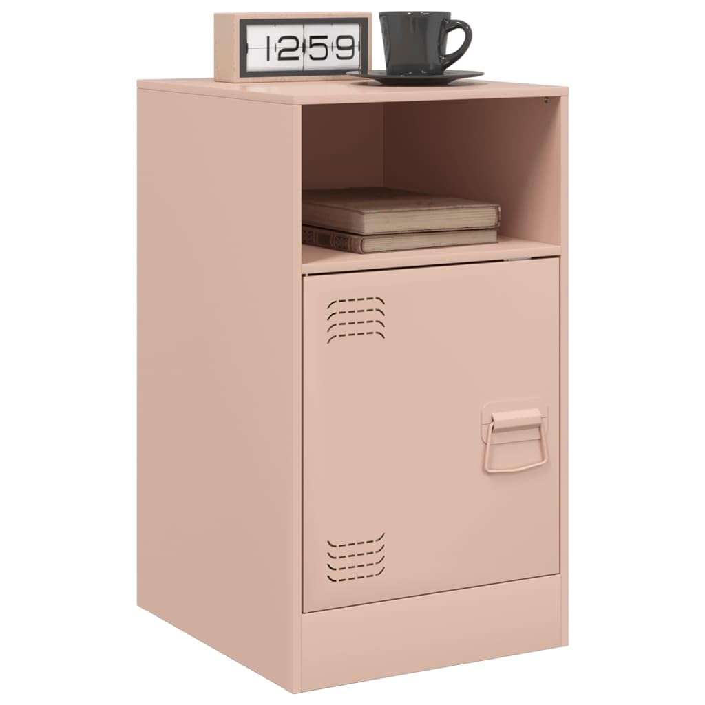 Table de chevet étroite rose lot de 2 en acier anti-désordre pour chambre