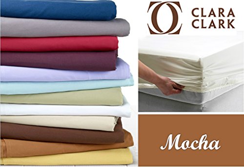 Image of Twin XL , Mocha Light Brown : Fitted Sheet - Luxurious & Soft Brushed Microfiber Twin XL Size Linen Fitted Mocha Light Brown Sheets, Hypoallergenic Bedroom Essentials - Extra Deep Pocket Super Fit Fitted Sheet by Clara Clark