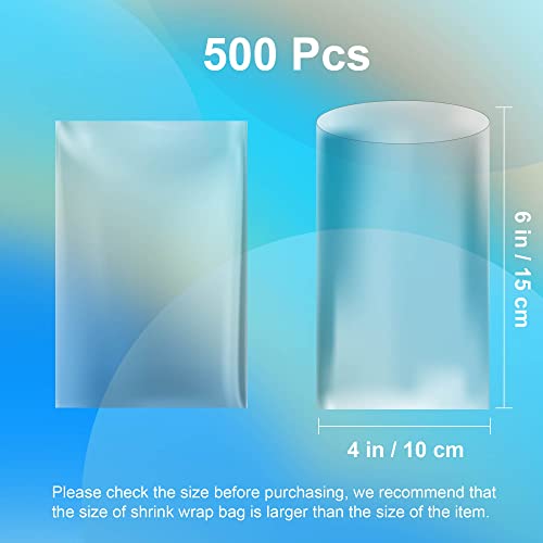 Image of Shrink Wrap Bags, 500 PCS 4x6 Clear PVC Heat Shrink Bags for Soap | Crystal Clear PVC Shrink Bags for Handmade Soap, Wax Melts, Small Gifts, DIY Crafts & Professional Packaging