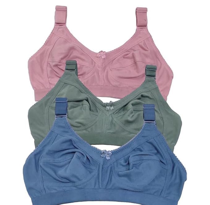 Women's Comfort Bras Pack of 3, Wireless Maternity Bralette, Pink Blue Green, Adjustable Straps-image-27
