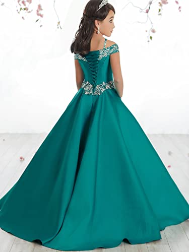 Girls Off The Shoulder Pageant Dresses Satin Long Princess Prom Party Dress Formal Gowns PY0253