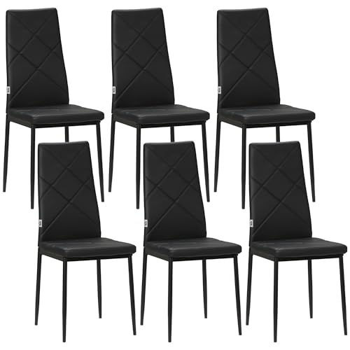 HOMCOM Black Faux Leather Dining Chairs Set