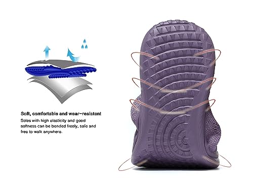 Image of Womens Slip on Loafer Shoes Ladies Flats Dress Clothes Shoes Ballet Nurse Walking Sneakers Mesh Soft Sole Lightweight Purple