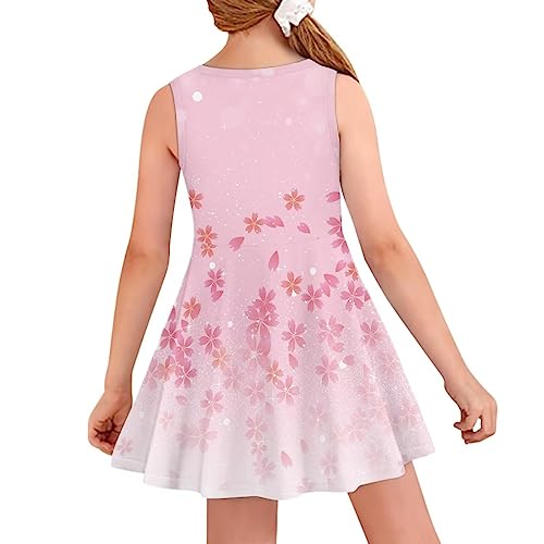 Little Girls Sleeveless Dress Princess Dress Swing Skater Twirl Midi Dress Knee-Length Pleat Dress 3-16 Year2