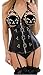 EUDOLAH Corsé Mujer de Piel Sintética con Correa Ajustable y Cremallera Bustier Steampunk Negro con Cabestro Talla Grande(Negro,Small)