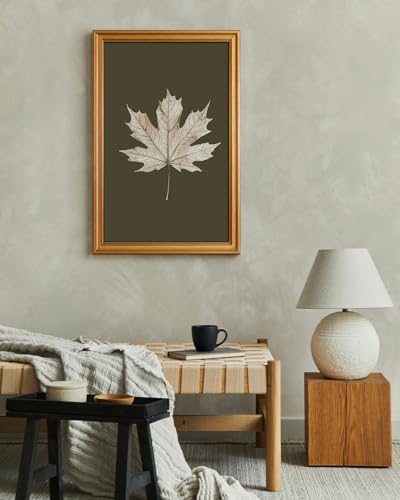 Image of VIYYIEA Vintage Gold Framed Wall Art for Living Room, Maple Leaf Canvas Prints Home Decor, Oil Painting Picture, Bedroom Wall Decor Gifts for Friends or Family -【Maple Leaf Specimen】-(24L x 16W)